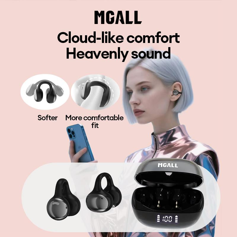 MGALL C11 Bluetooth 6.0 Wireless Clip-On Headphones: Ergonomic Design, Superior Sound Quality, IPX5 Waterproof Rating for Music, Calls, and Sports Activities