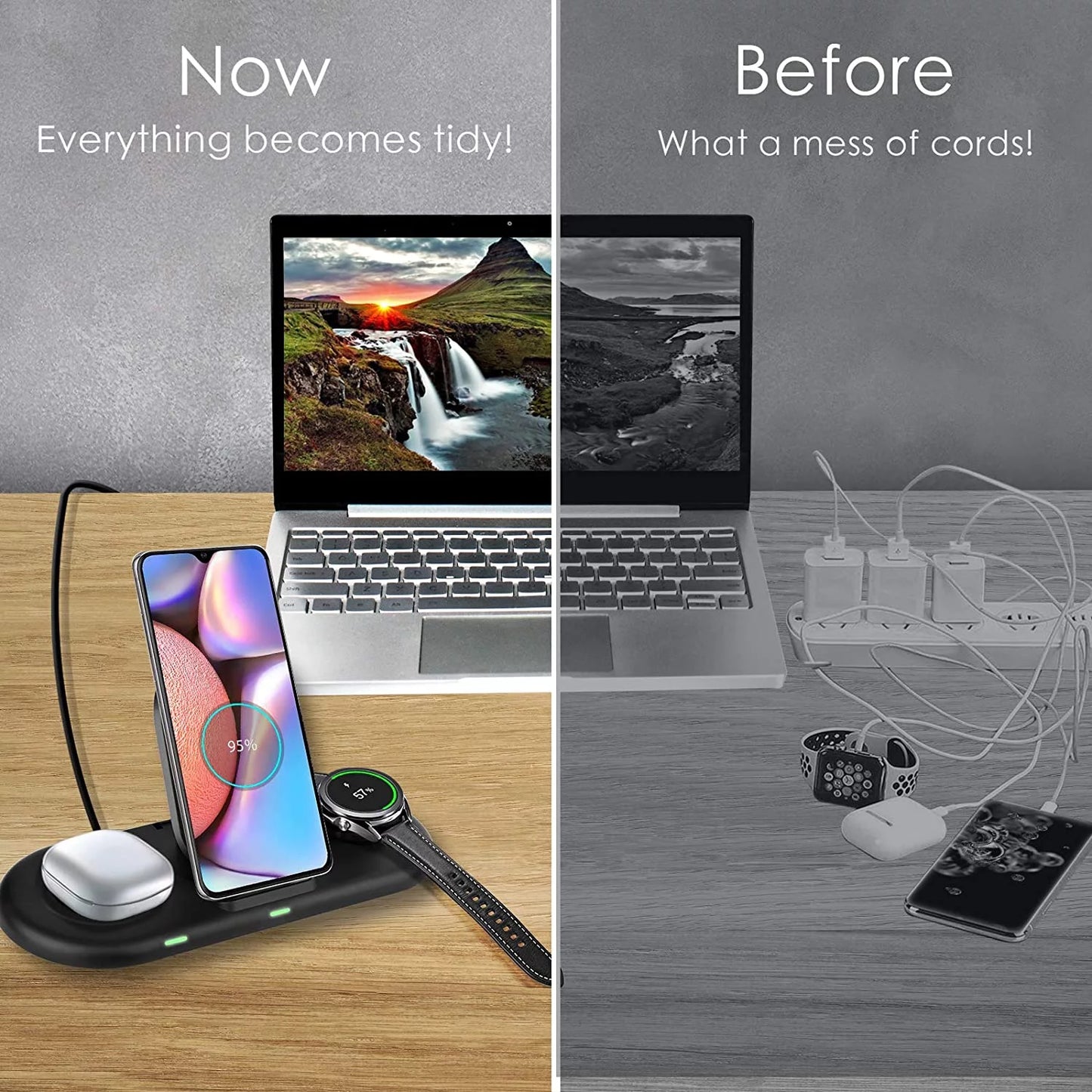 Wireless Charging Station Compatible with Samsung Galaxy S24 Ultra, S24+, S24, S23 Ultra, and S23 FE