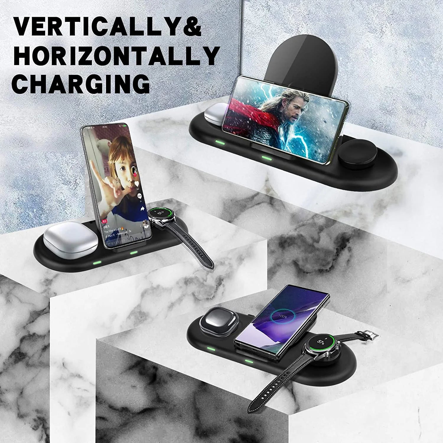 Wireless Charging Station Compatible with Samsung Galaxy S24 Ultra, S24+, S24, S23 Ultra, and S23 FE